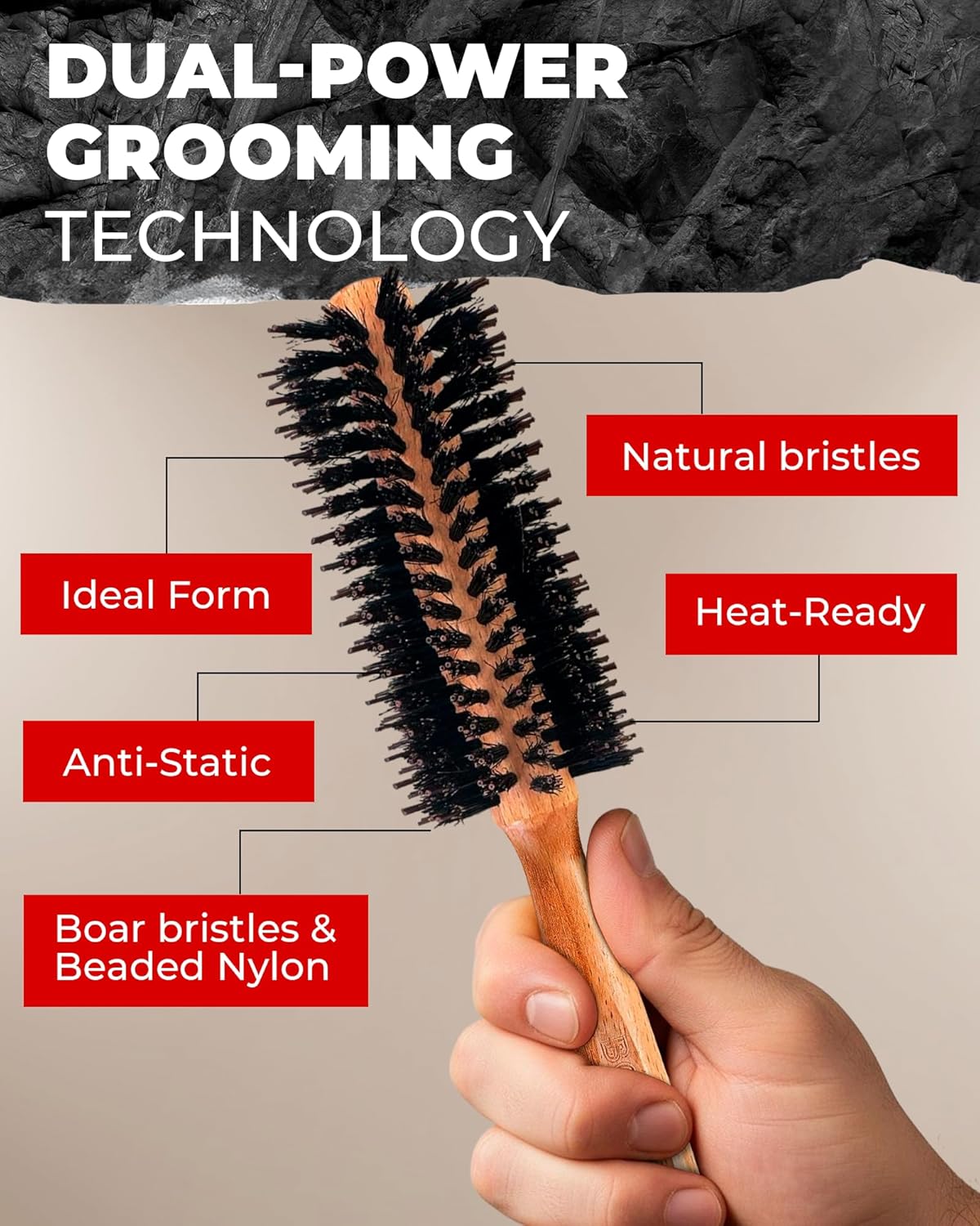Round Boar & Nylon Bristle Brush