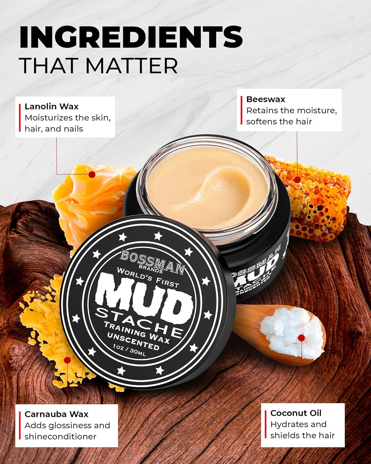 Bossman Mustache Wax | MUDstache® Training Wax