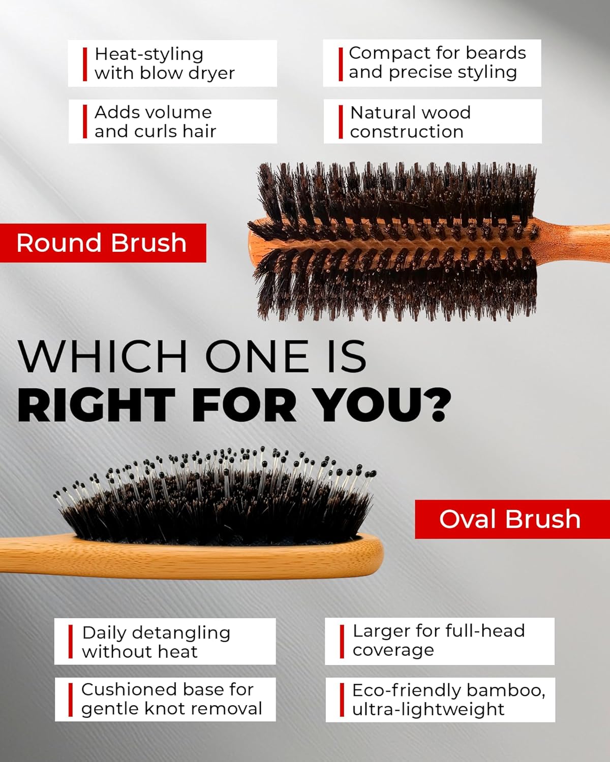 Boar Hair and Nylon Bristle Brush for hair & beard