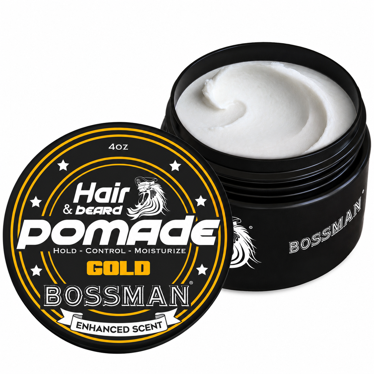 Hair & Beard Pomade, Gold, jar open#Scent_Gold