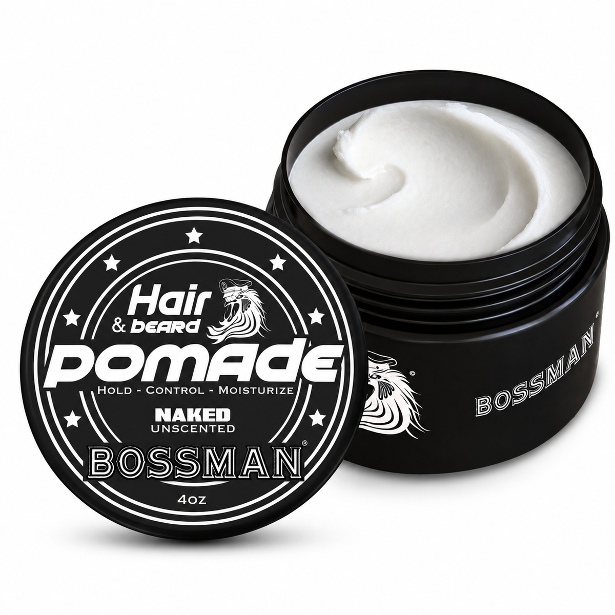 Hair & Beard Pomade, Naked, jar open#Scent_Naked