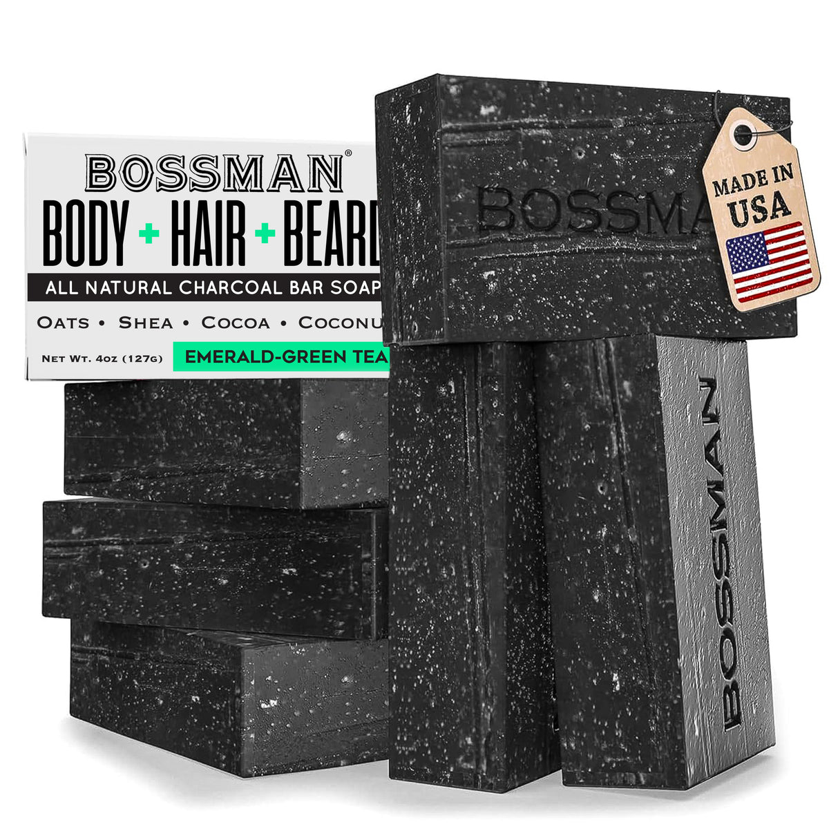 Bossman Bar Soap, Emerald-Green Tea, 6-pack#Scent_Emerald-Green Tea