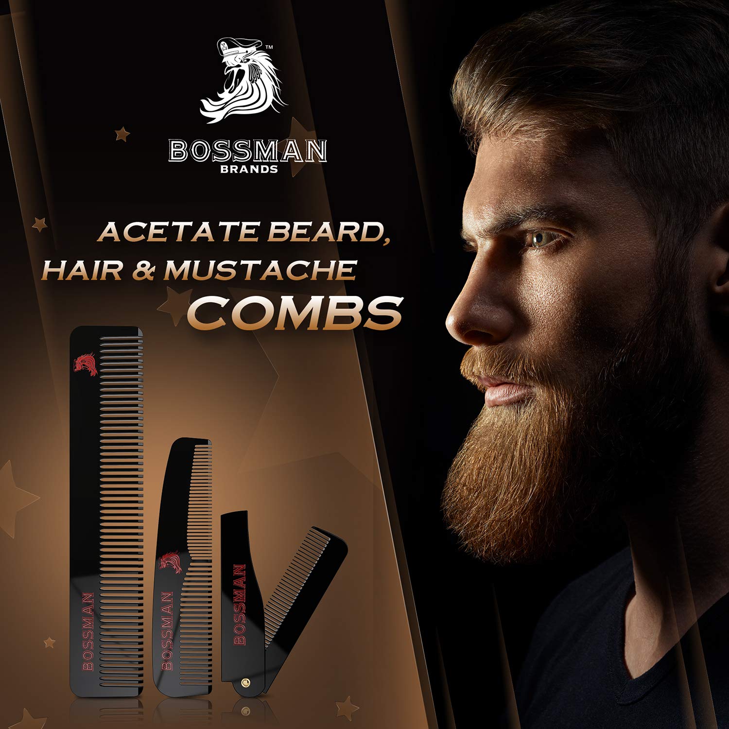 Acetate Set of 3 Combs [Clearance - Final Sale]