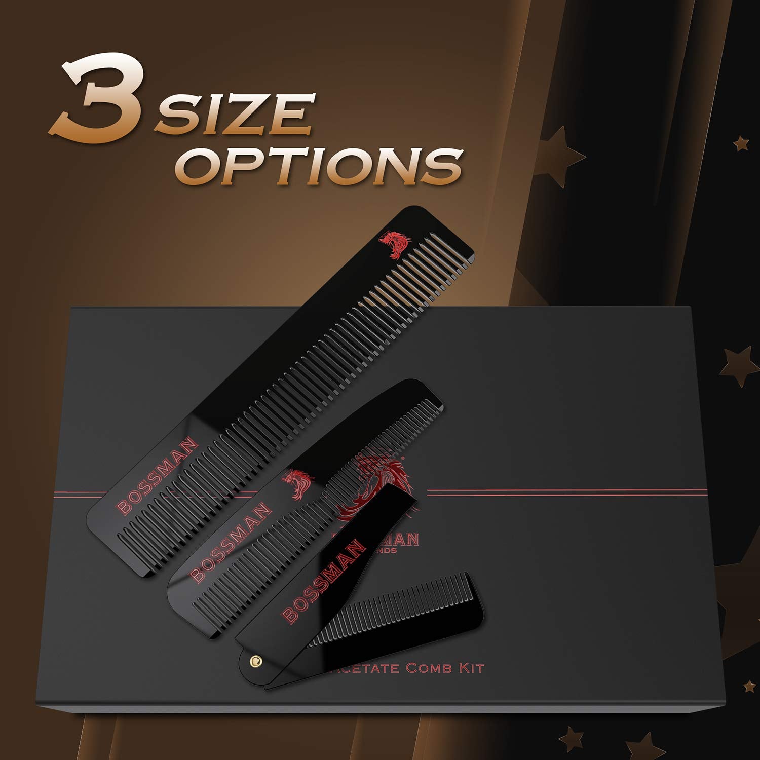 Acetate Set of 3 Combs [Clearance - Final Sale]