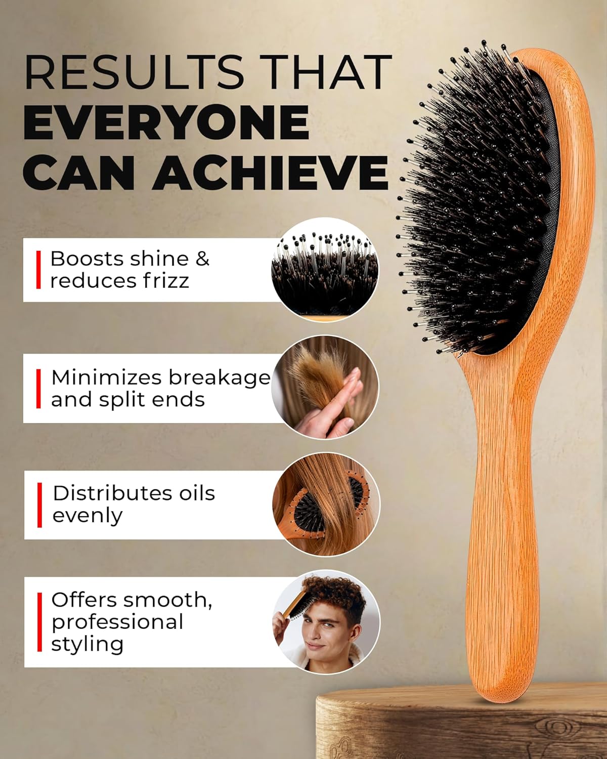 Boar Hair and Nylon Bristle Brush for hair & beard