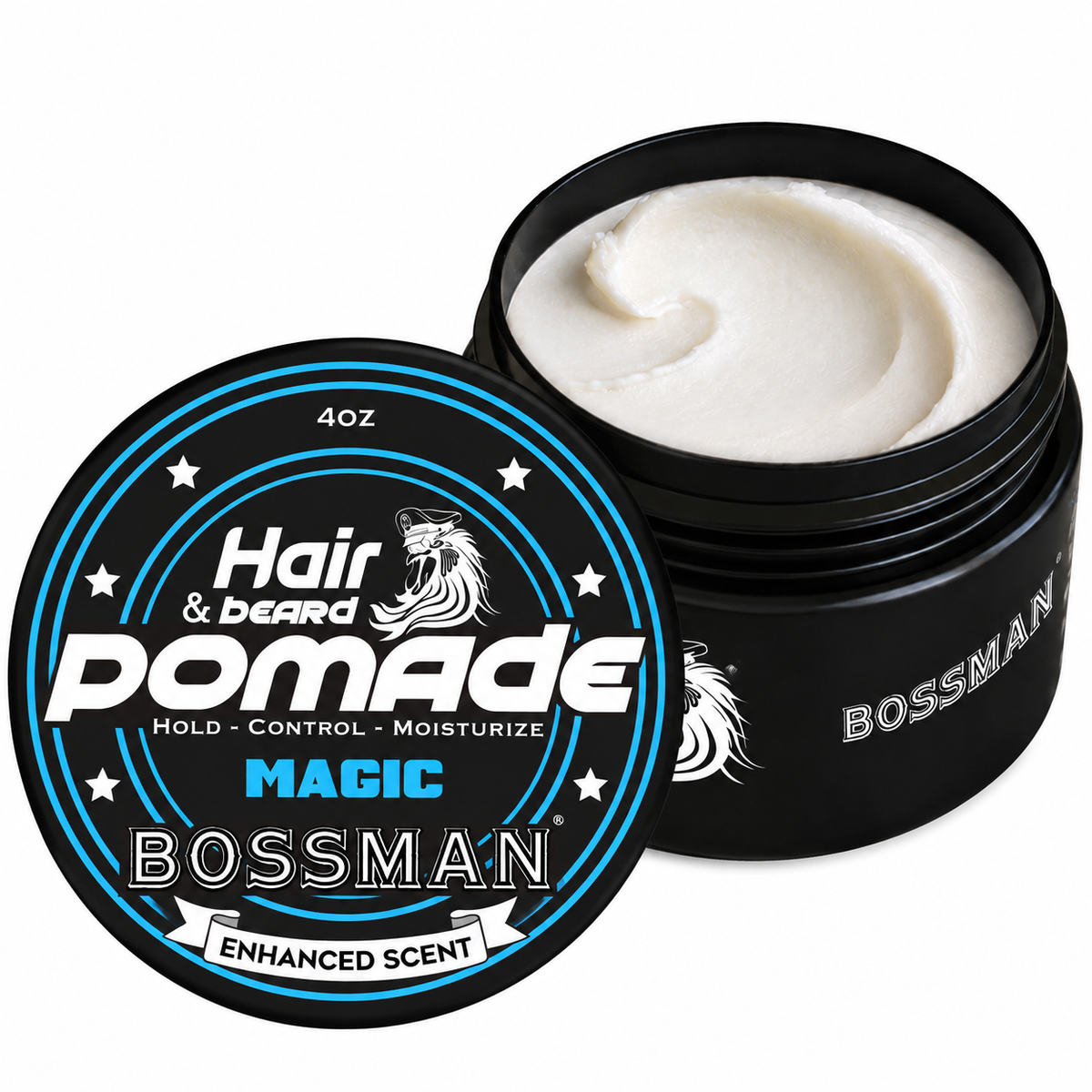 Hair & Beard Pomade, Magic, jar open#Scent_Magic