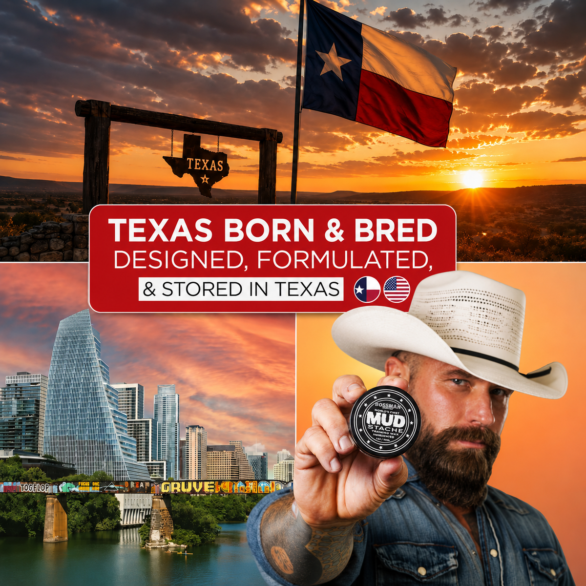 MUDstache Training Wax, designed formulated and stored in Texas